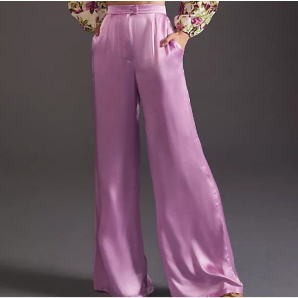 Corey Lynn Calter Pants Size Large Anthropologie Petra Trousers Wide Leg Lilac - Picture 2 of 16